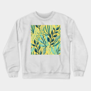 Botanical Yellow Pattern Crewneck Sweatshirt